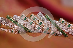 Set of diamond studded gold bangles
