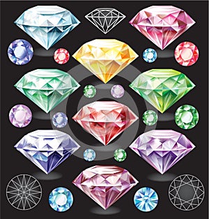 Set of Diamonds of different colors