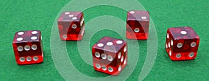 A Set of 5 Dice on a Craps Table