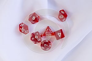 Set of dice for fantasy dnd and rpg tabletop games Board game polyhedral dices with different sides on textured