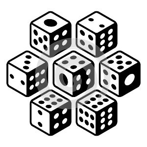 Set of dices Black and white All numbers