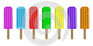 Set of diferent colors popsicles photo