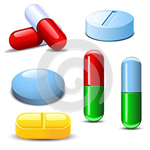 Set of differenet types of pills