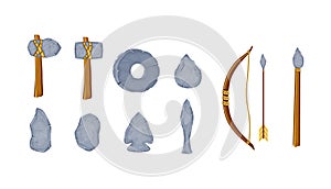 Set of different ancient stone tools vector