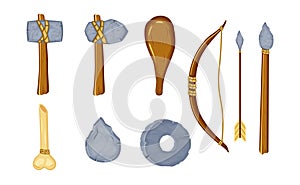 Set of different ancient stone tools vector