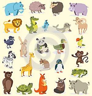 Set of different animals. birds, mammals, reptiles. vector drawing