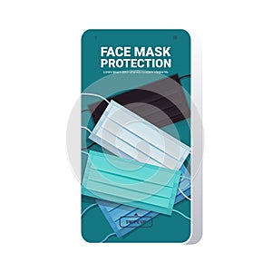 Set different antiviral medical respiratory face masks coronavirus protection covid-19 prevention