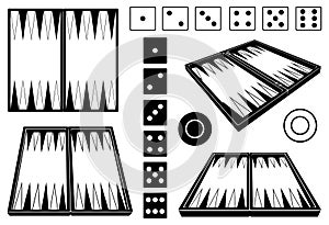 Set of different backgammon boards