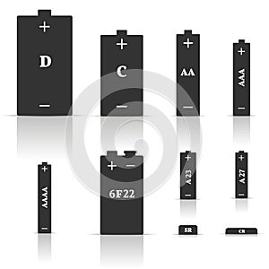 Set of different batteries, vector illustration