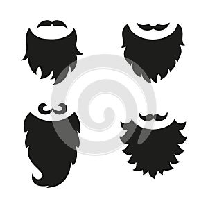 Set of different beards and mustaches.