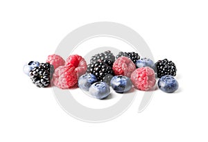 Set of different berries on a white background