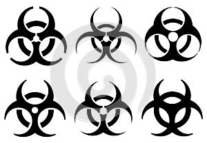 Set of different biohazard signs