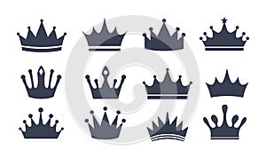 Set of different black beautiful crowns