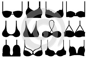 Set of different bras isolated