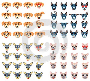 Set of different breeds of dogs Emoji Emoticon Expression