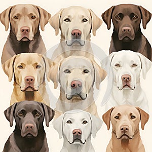 Set of different breeds of dogs on a white background. Vector illustration