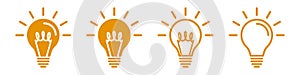 Set different bulb icons, idea concept, creative bulb sign, innovations - vector