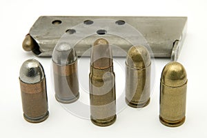 Set of different bullets