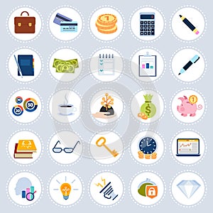 Set different business icons concept symbols collection flat isolated