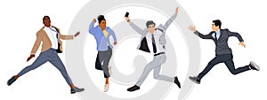 Set of different business people jumping vector.