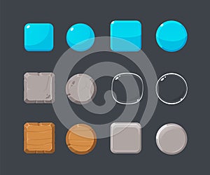 Set of different buttons. buttons for website, app and game user interface.