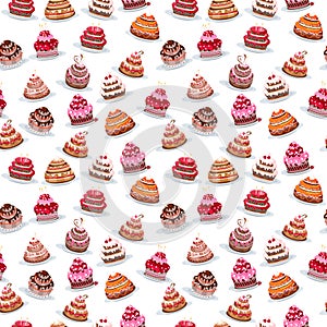 Set with different cakes