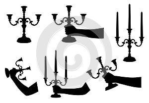 Set of different candlesticks photo