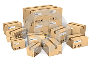 Set of different cardboard boxes