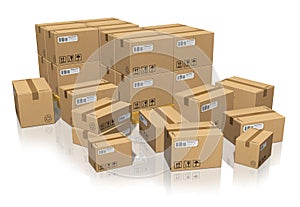 Set of different cardboard boxes