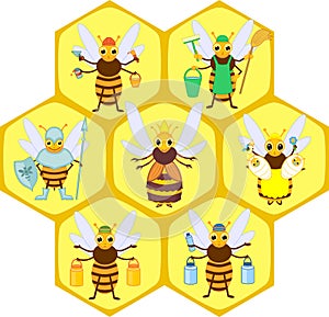 cartoon bee social castes