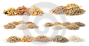 Set with different cereal grains