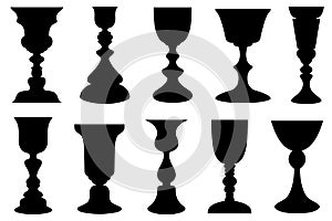 Set of different chalices