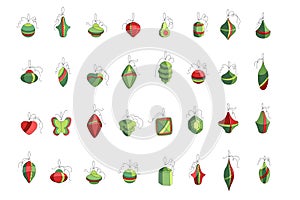 Set of different Christmas decorations isolated on