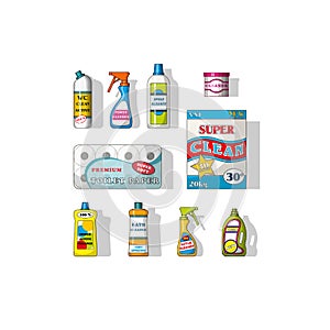 Set of different cleaning agents