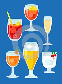 Set of different cocktails