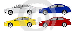 Set of different color car, realistic car models