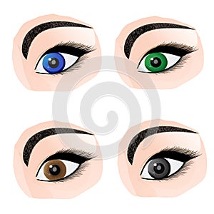 Set of different color eyes