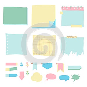 Set of different color sheets of vector papers sticky note