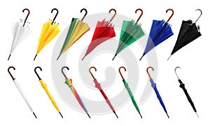 Set with different color umbrellas
