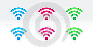 Set of different color Wi-fi sign