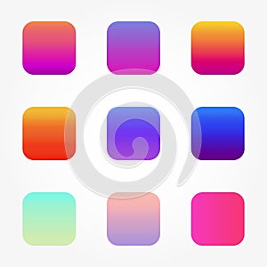 Set of different colored buttons. Trendy gradient. Isolated on a white background.