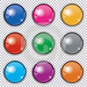 Set of different colored web buttons with glossy effect