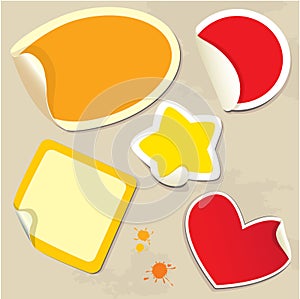 Set of different colors stickers with twisted corn