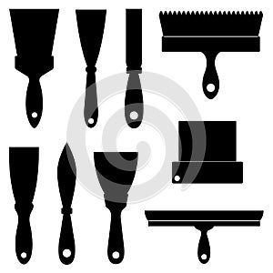Set of different construction spatulas
