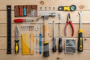 Set of different construction tools and materials