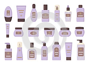 Set of different cosmetic products. Isolated on white background.  Ð¡ollection icons for web design.