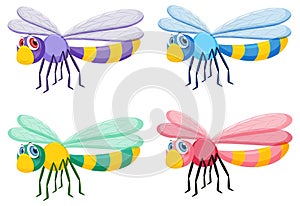 Set of different cute dragonflies