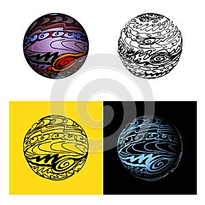 set of different decorative Jupiter, solar system planets