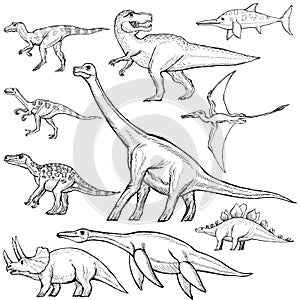 Set of different dinosaurs