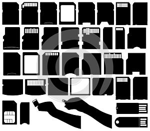 Set of different electronic storage devices